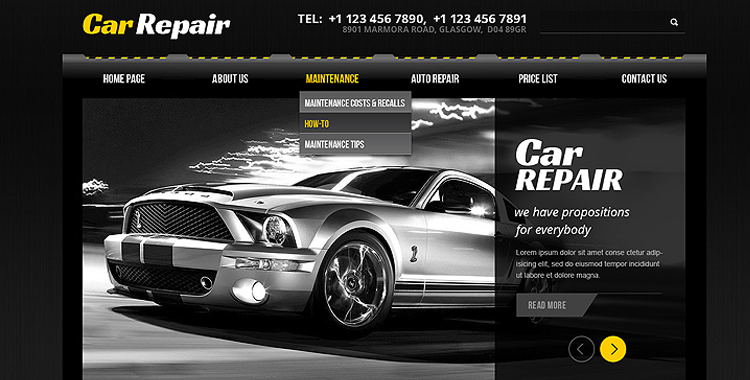 Car repair free website template