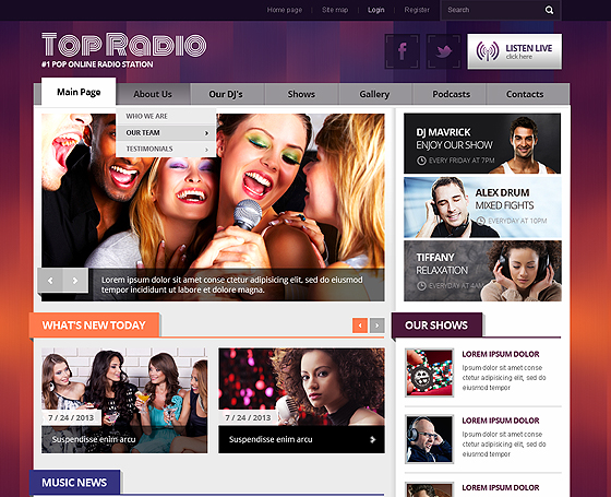 Top Online Radio bootstrap template