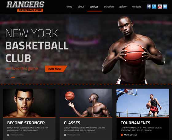 Basketball club bootstrap template