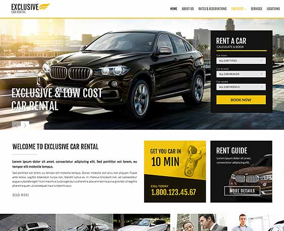 Rent a car website template